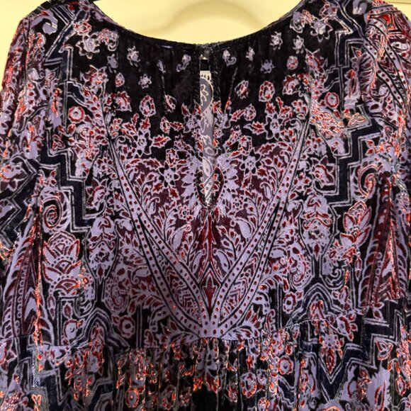 Free People Sz Small Crushed Velvet Whimsigoth witchy Mirror Mirror babydoll - Picture 15 of 16